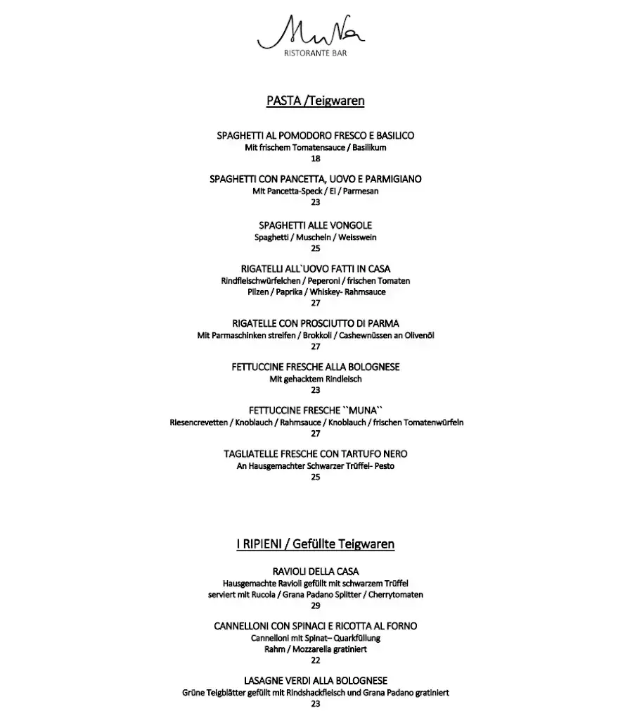 Menu_Ristorante Bar Muna_Bern_image_1