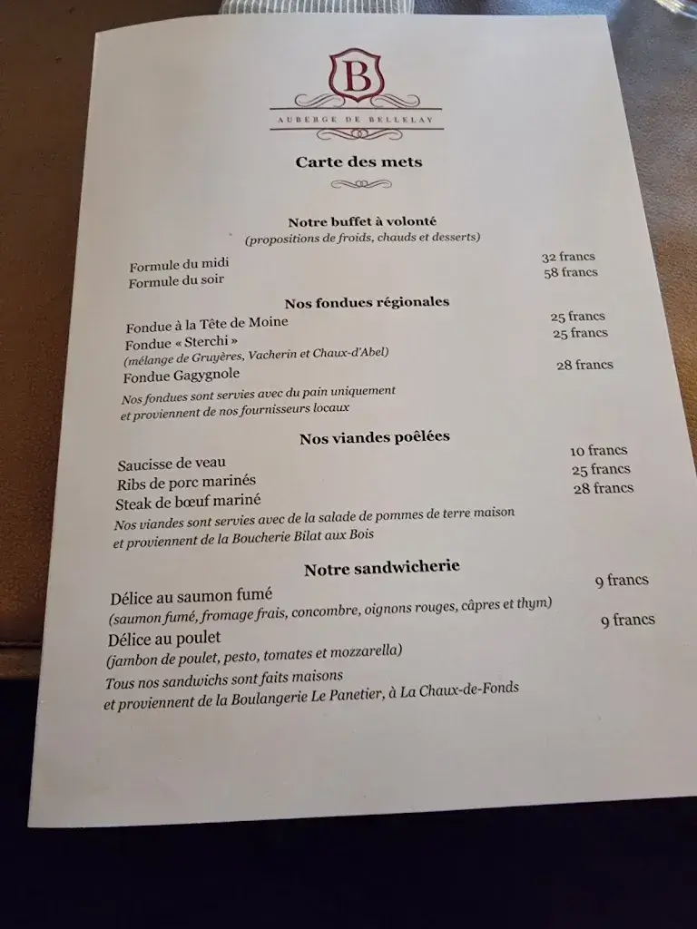 Menu_Auberge de Bellelay - Hôtel de l'Ours_Saicourt_image_2