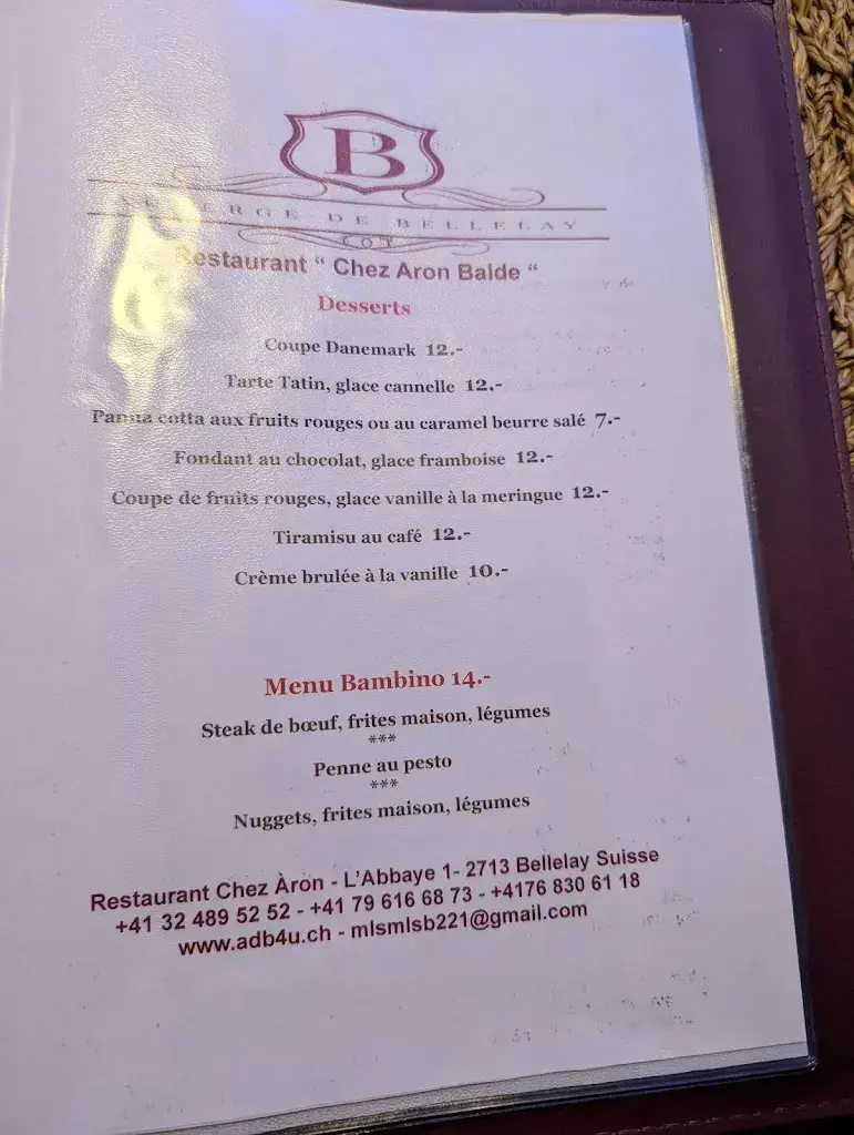 Menu_Auberge de Bellelay - Hôtel de l'Ours_Saicourt_image_3