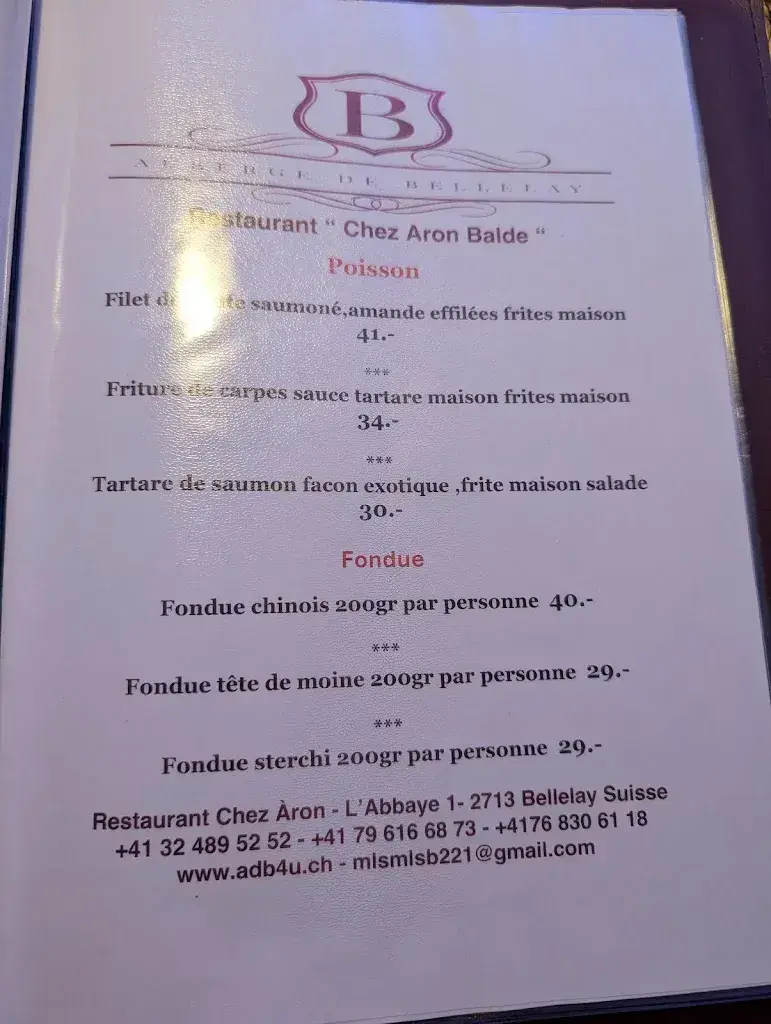 Menu_Auberge de Bellelay - Hôtel de l'Ours_Saicourt_image_4