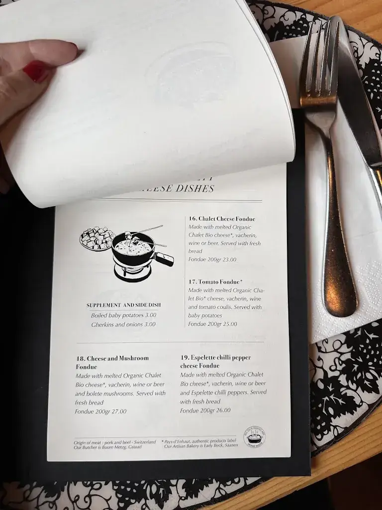 Menu_Le Chalet (restaurant et fromagerie de démonstration)_Château-d’Œx_image_2
