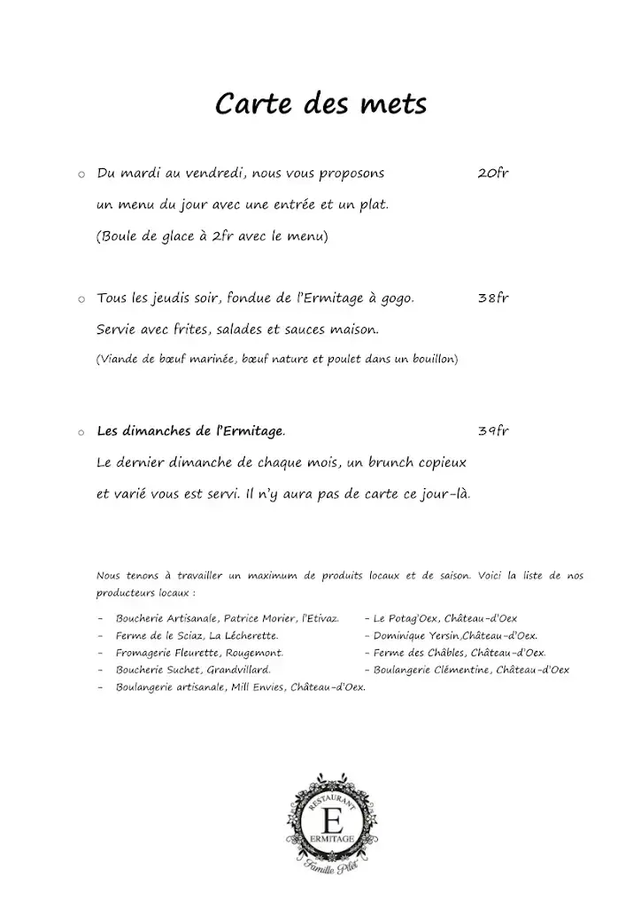 Menu_Restaurant de l'Ermitage_Château-d’Œx_image_2