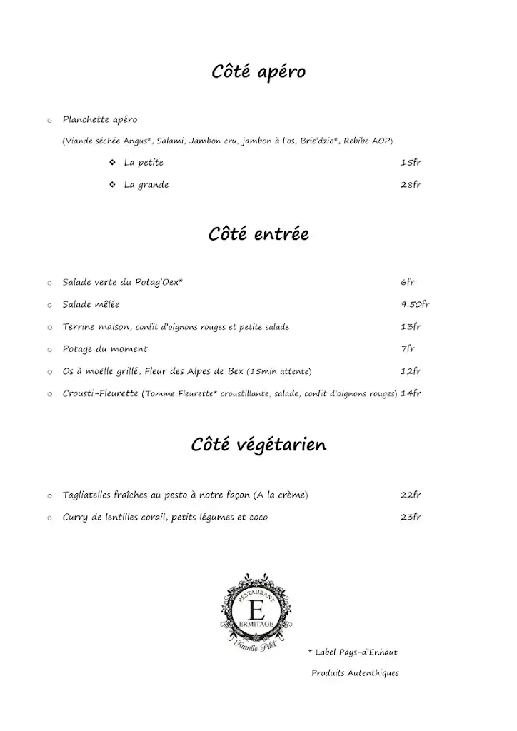 Menu_Restaurant de l'Ermitage_Château-d’Œx_image_4