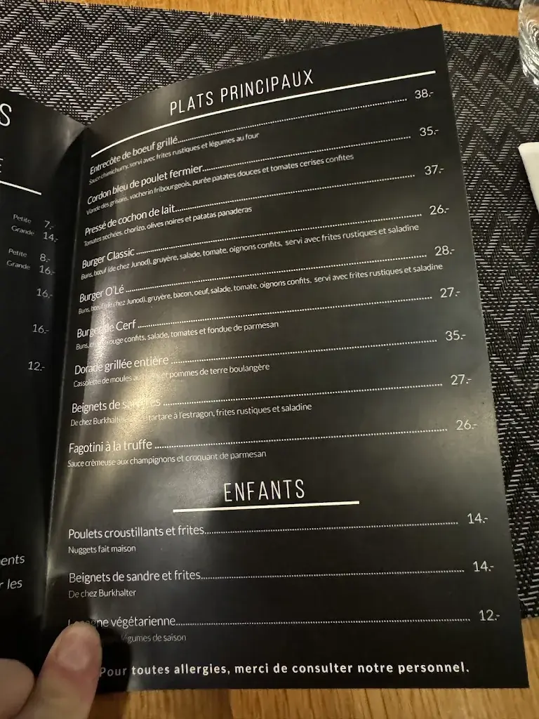 Menu_O'lé Restaurant Lounge_La Neuveville_image_2