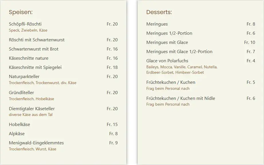 Menu_Bergrestaurant Sennhütte Menigwald_Diemtigen_image_1