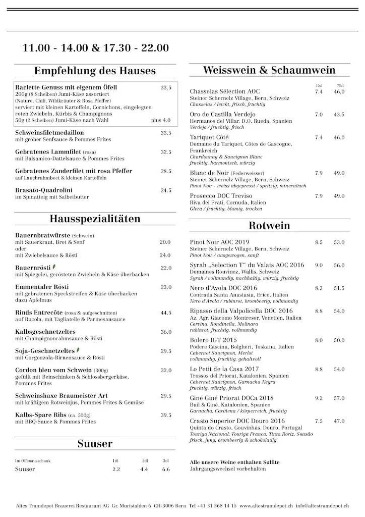 Menu_Altes Tramdepot Brauerei Restaurant_Bern_image_3