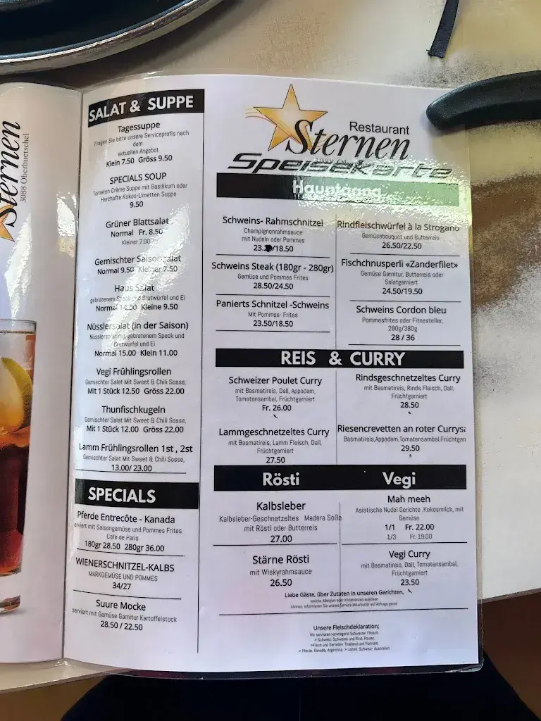 Restaurant Sternen restaurante en Oberbütschel