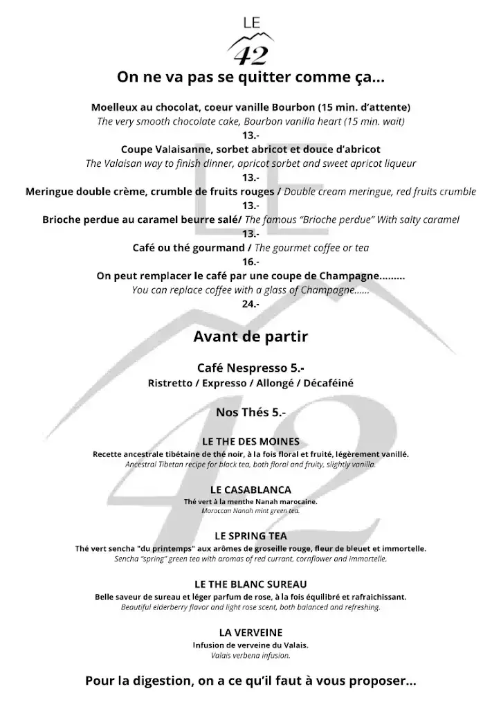 Le 42 Restaurant Restaurant in Champéry