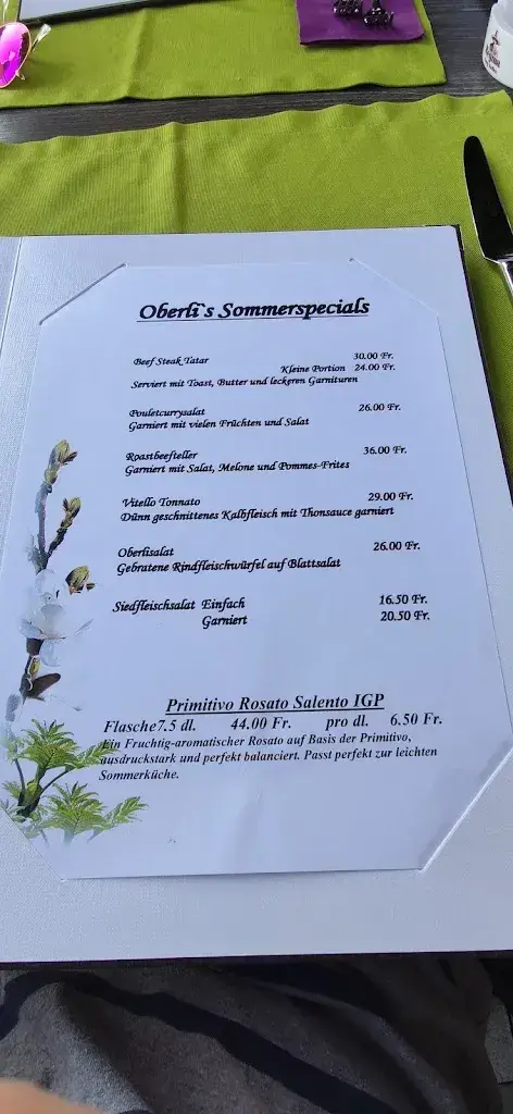 Menu_Restaurant Oberli Walliswil_Walliswil bei Niederbipp_immagine_3