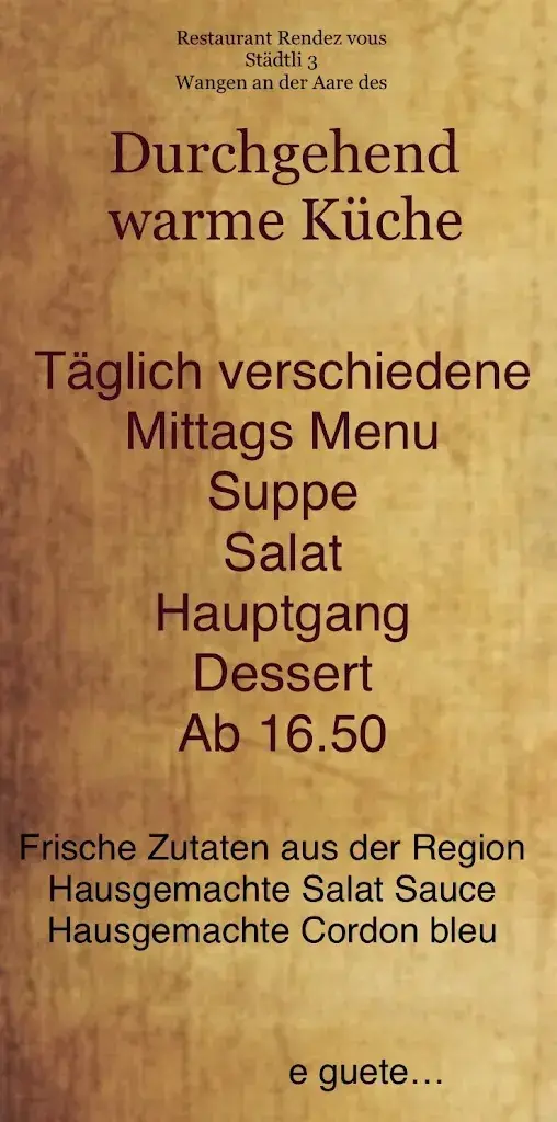 Menu_Restaurant Rendez-Vous KLG Ines Pupovac_Wangen an der Aare_image_2