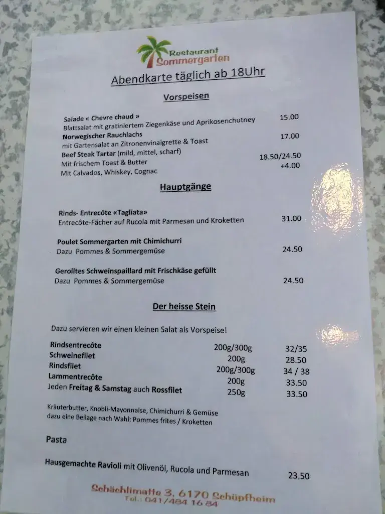 Sommergarte Restaurant in Schüpfheim