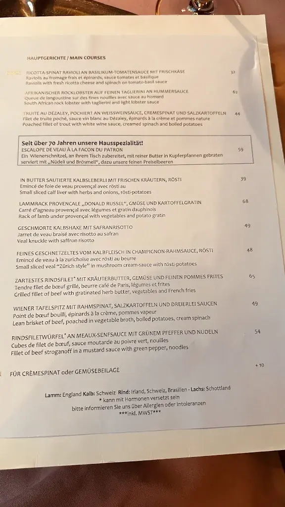 Old Swiss House restaurant à Luzern