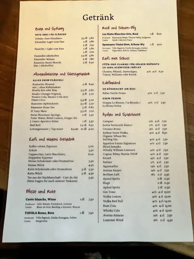 Menu_Wirtshaus Taube Luzern_Luzern_image_4