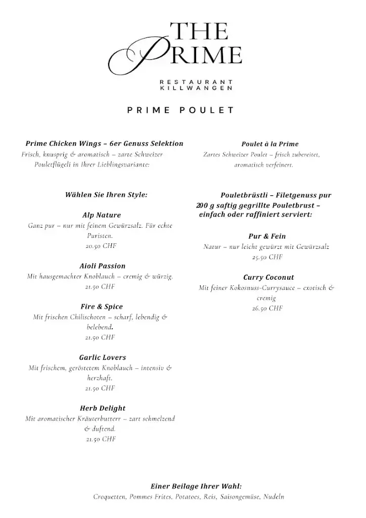 Menü_The Prime Killwangen_Killwangen_Bild_1