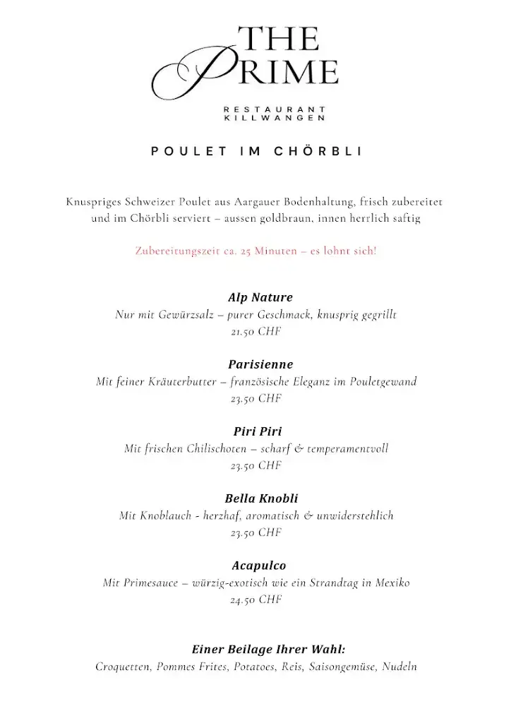 Menü_The Prime Killwangen_Killwangen_Bild_4