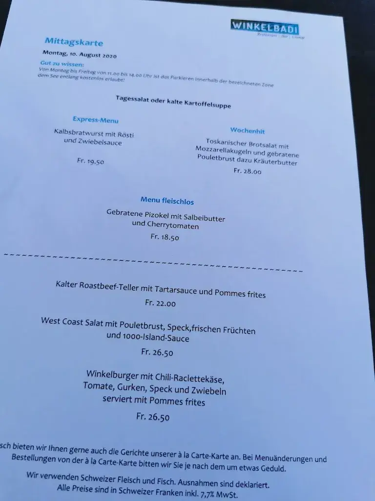 Menü_Restaurant Winkelbadi Horw am Vierwaltstättersee_Horw_Bild_2