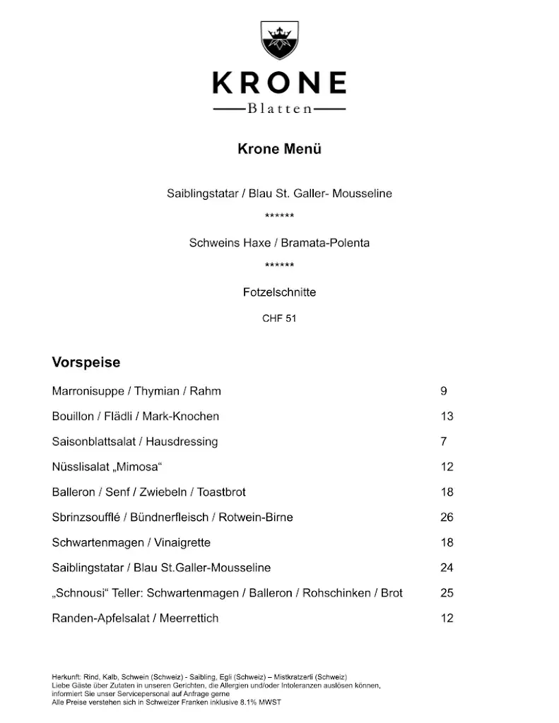 Menu_Gasthof Krone Blatten_Malters_immagine_2