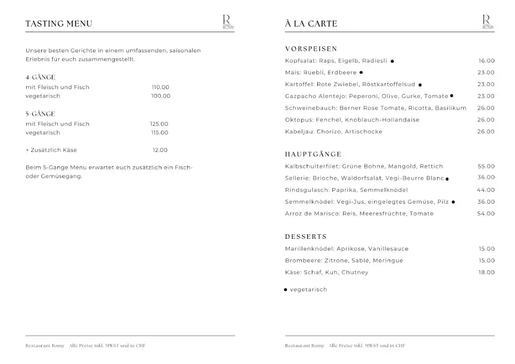 Restaurant Romy_Bern_menu_image_1