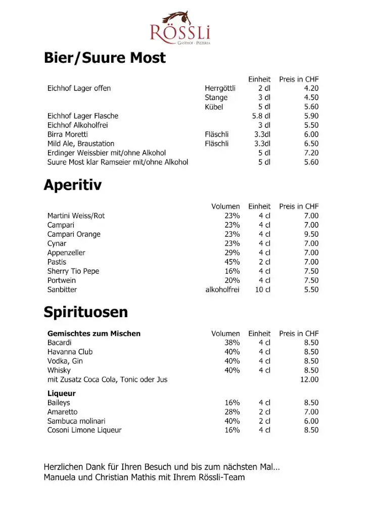 Gasthof Rössli restaurant in Ruswil