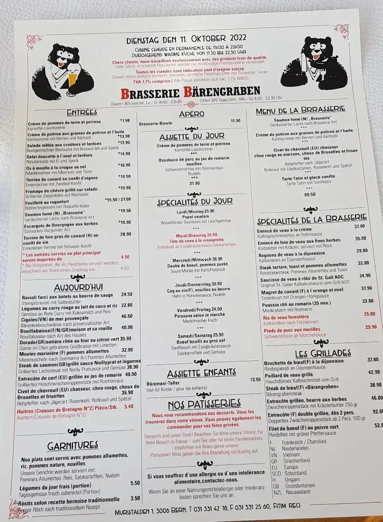 Brasserie Bärengraben restaurant à Bern