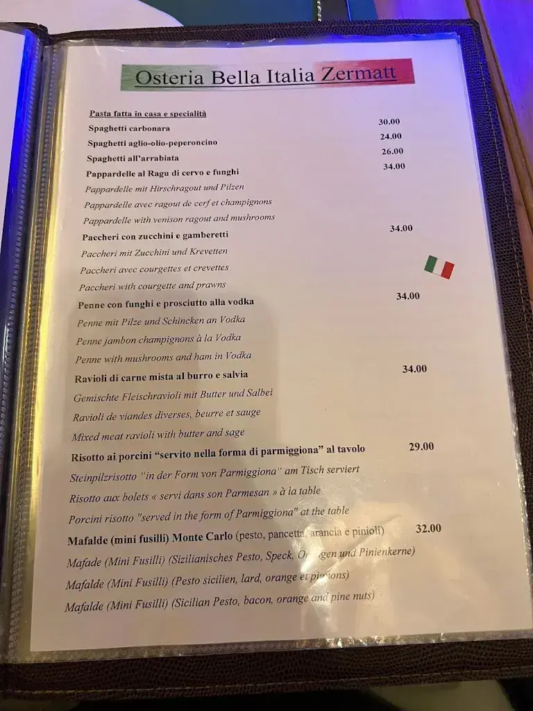 Osteria Bella Italia restaurant à Zermatt