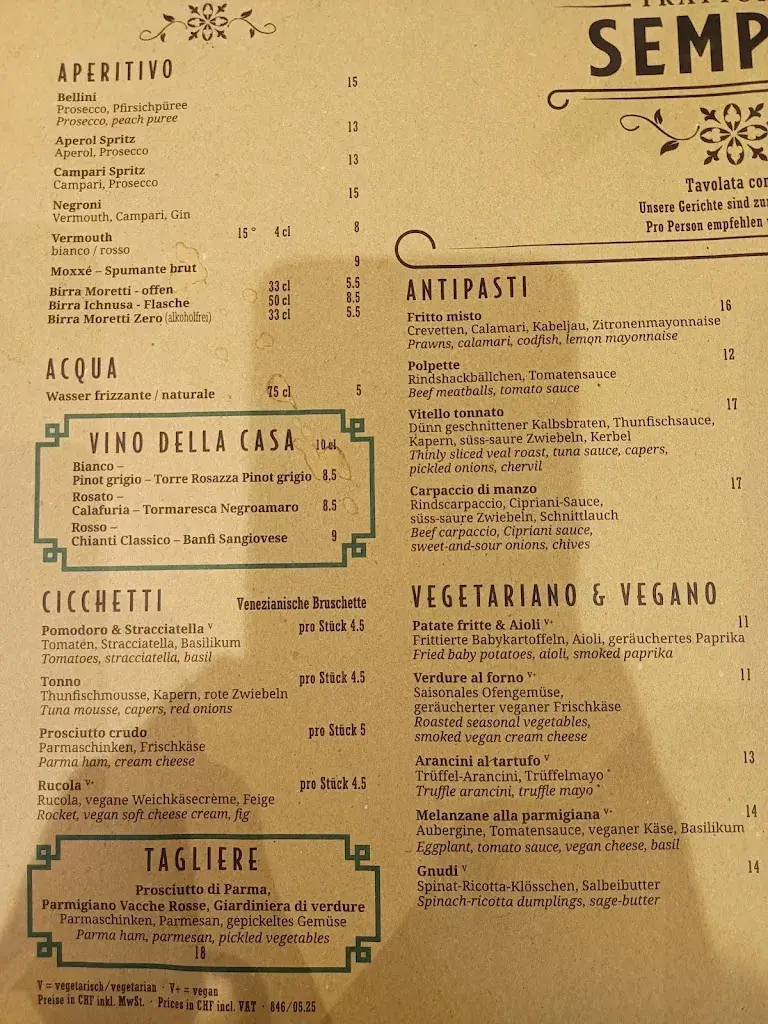 Trattoria Sempre Bern_Bern_menu_image_1