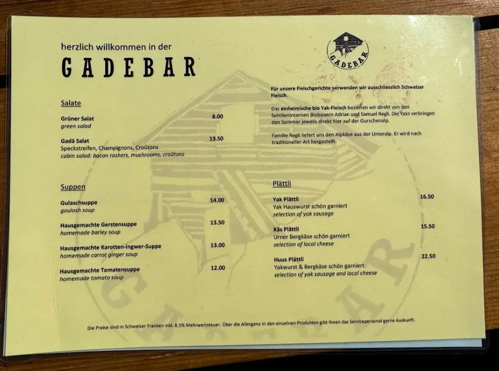 Gadä restaurant in Andermatt