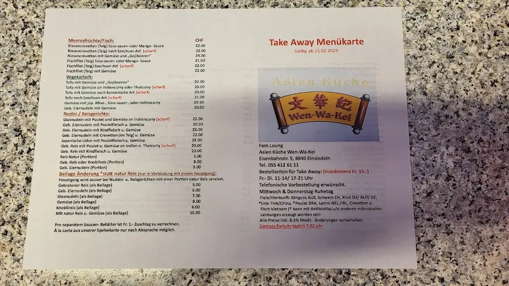 Wen-Wa-Kei restaurant in Einsiedeln