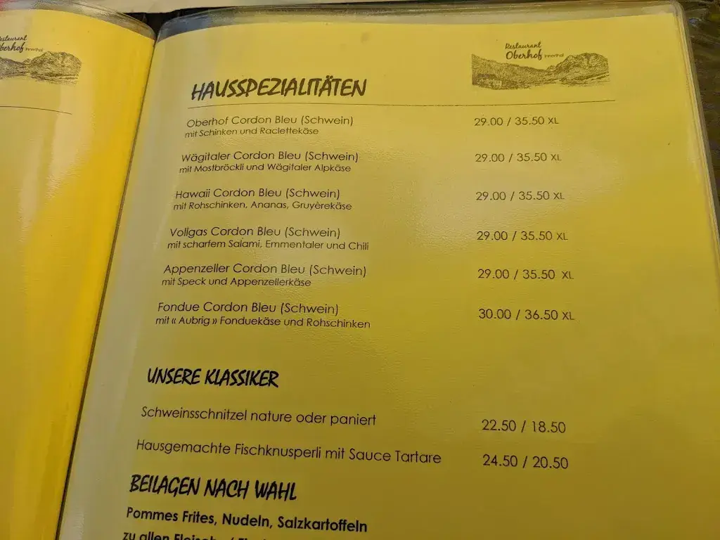 Restaurant Oberhof Innerthal SZ restaurant in Innerthal