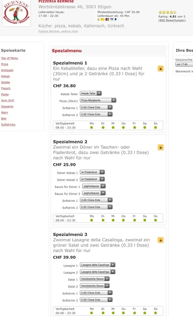 Menü_Pizzeria Bernese_Ittigen_Bild_1