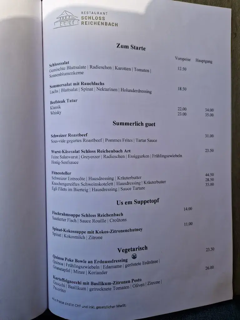 Menu_Restaurant Schloss Reichenbach_Zollikofen_image_1