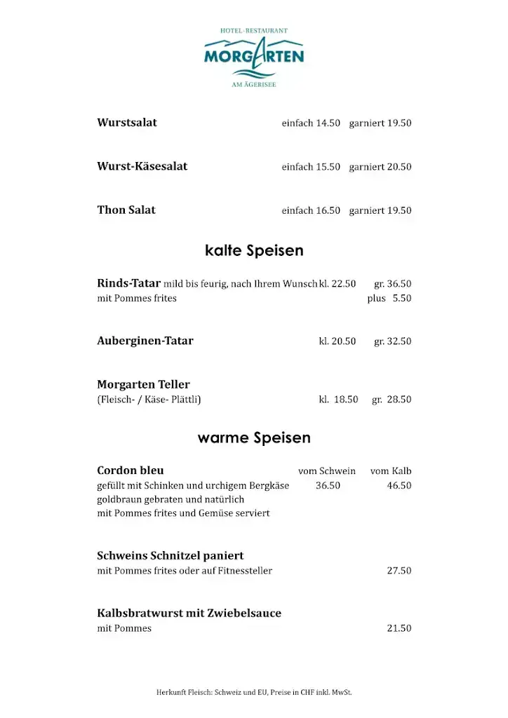 Menu_Hotel Restaurant Morgarten am Ägerisee_Morgarten_image_2
