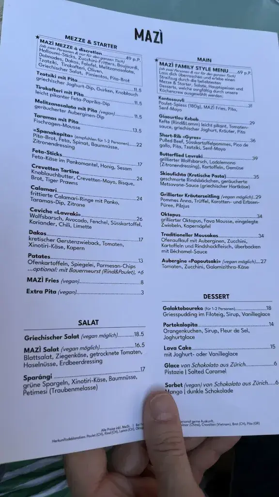 MAZI im Morgarten restaurant in Zürich