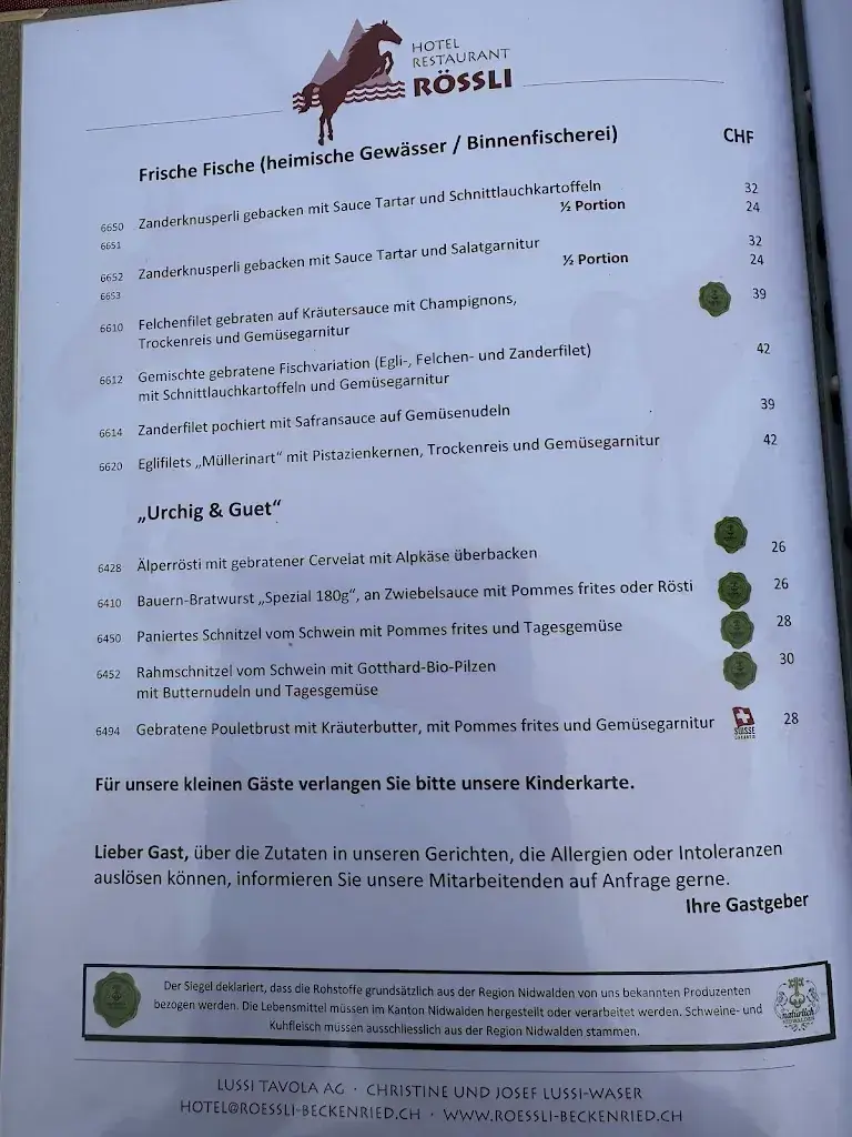 Menu_Hotel-Restaurant Rössli_Beckenried_immagine_3