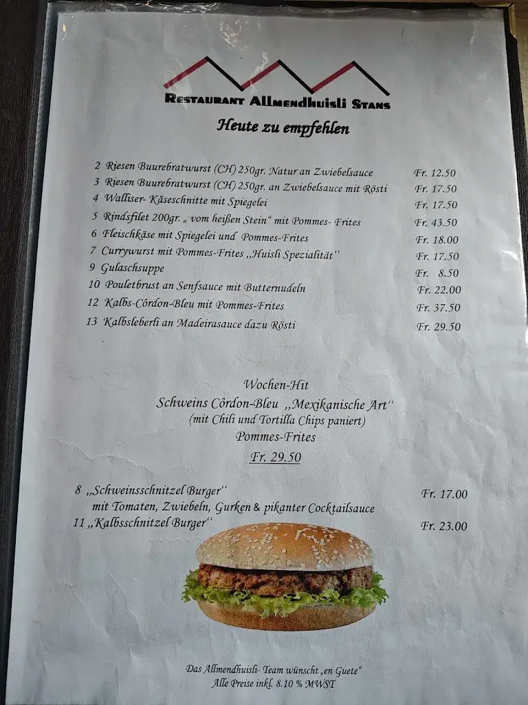 Allmendhuisli Restaurant in Stans