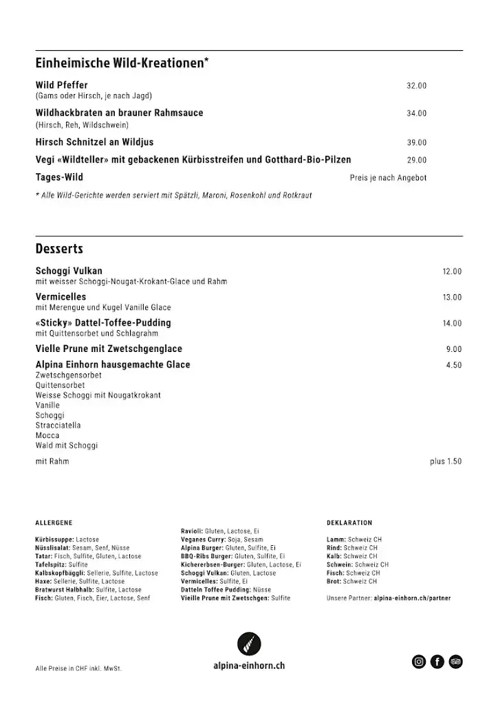 Hotel Alpina Einhorn restaurant in Wolfenschiessen