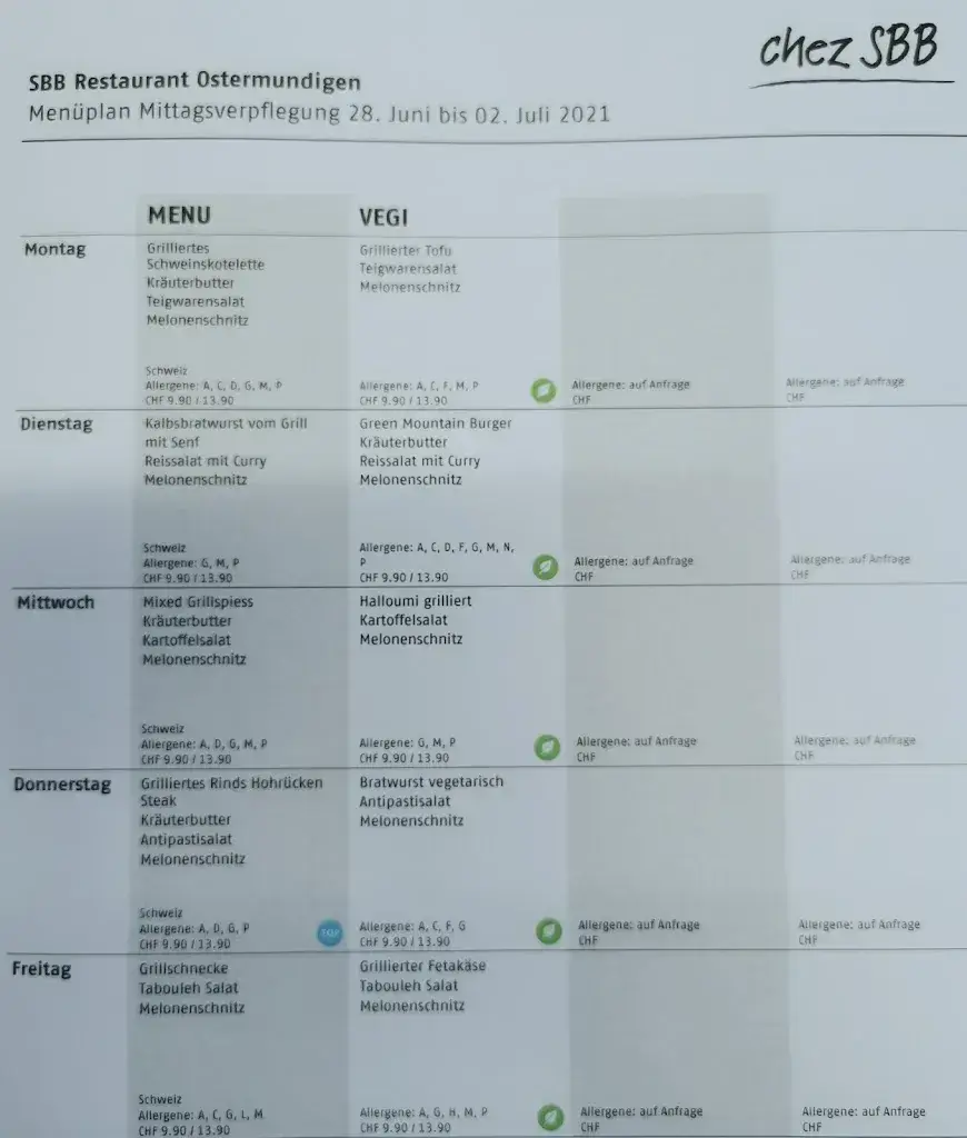 Menu_SBB Restaurant Ostermundigen_Ostermundigen_immagine_2