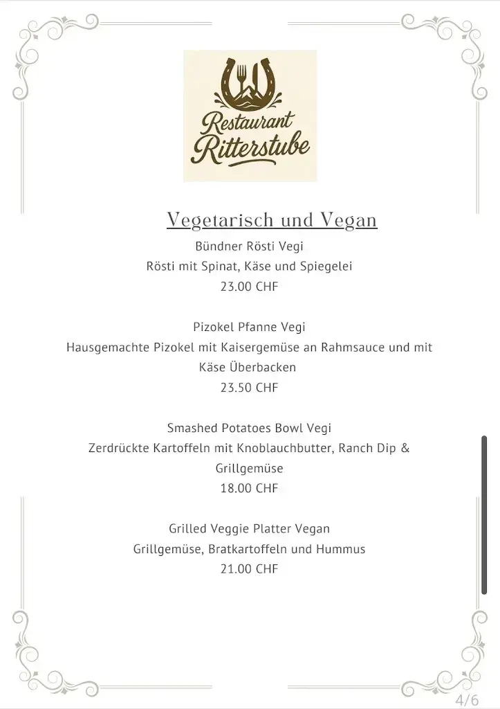 Menu_Restaurant Ritterstube_Rüti_immagine_3