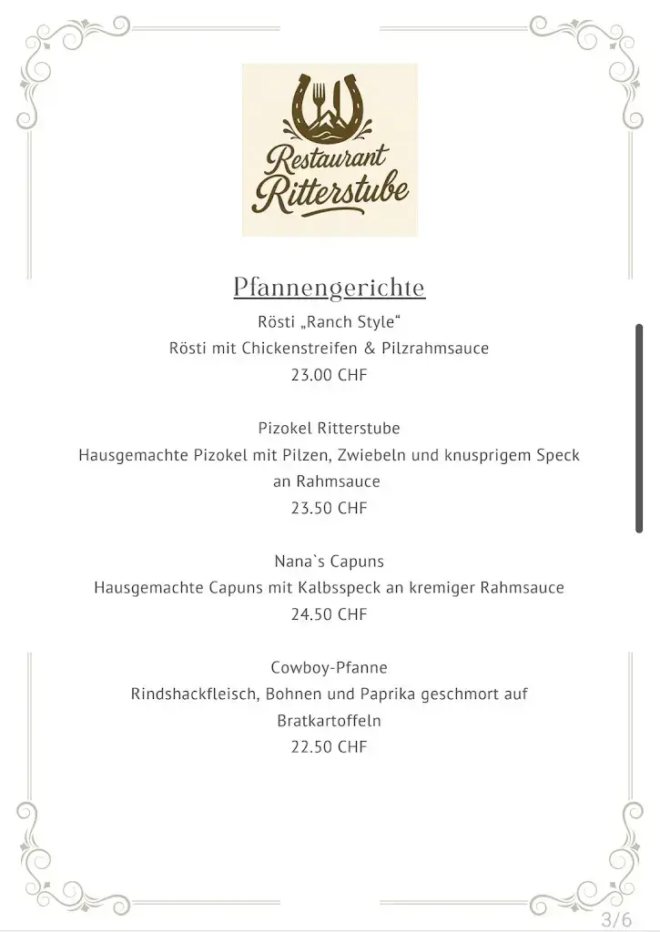 Menu_Restaurant Ritterstube_Rüti_immagine_4