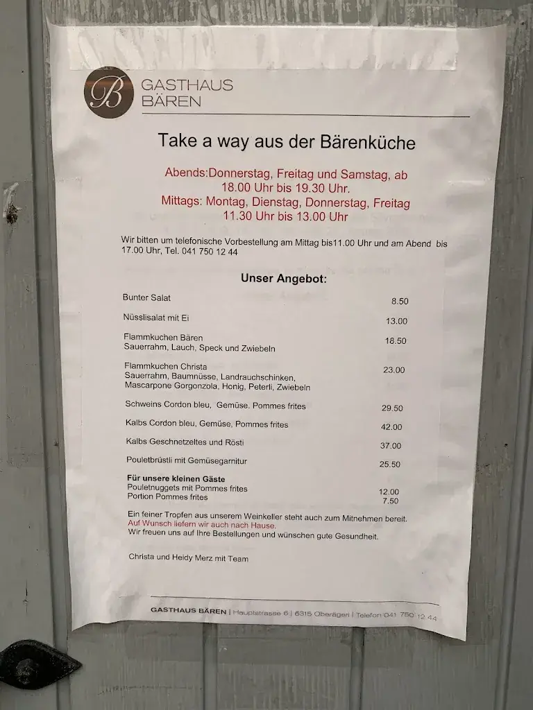 Bären restaurant à Oberägeri