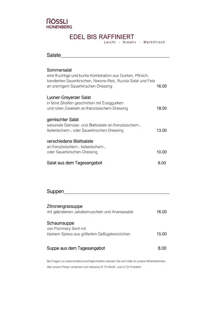 Rössli Hünenberg restaurant à Hünenberg