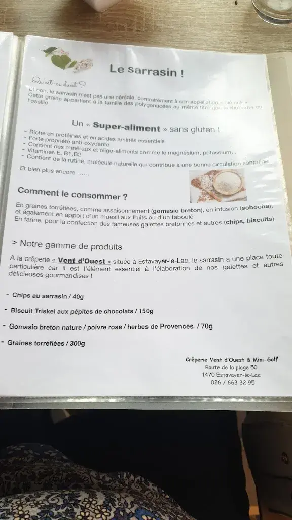 Menü_Restaurant Crêperie Vent d'Ouest_Estavayer-le-Lac_Bild_2