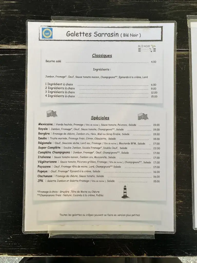 Menü_Restaurant Crêperie Vent d'Ouest_Estavayer-le-Lac_Bild_3