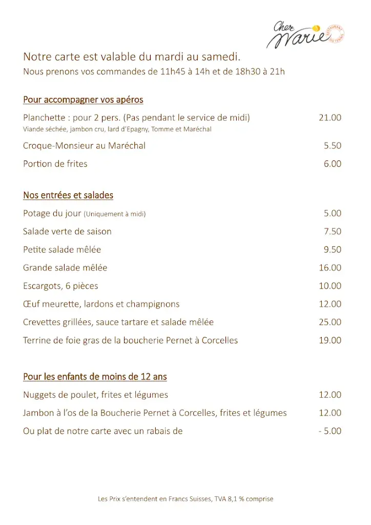 Menu_Restaurant du Tennis Chez Marie_Granges-près-Marnand_image_2