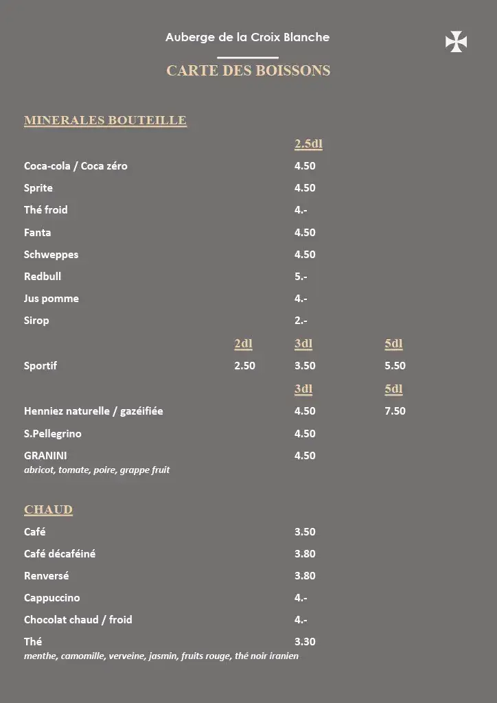 Menu_Auberge de la Croix Blanche_Granges (Veveyse)_image_2