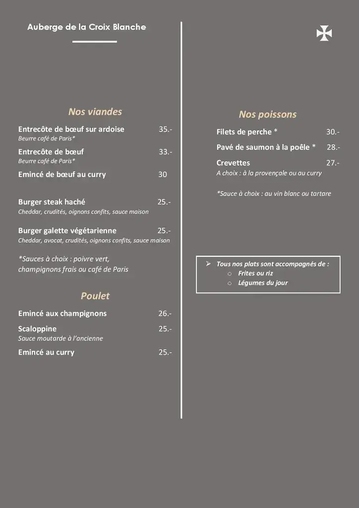 Menu_Auberge de la Croix Blanche_Granges (Veveyse)_image_4