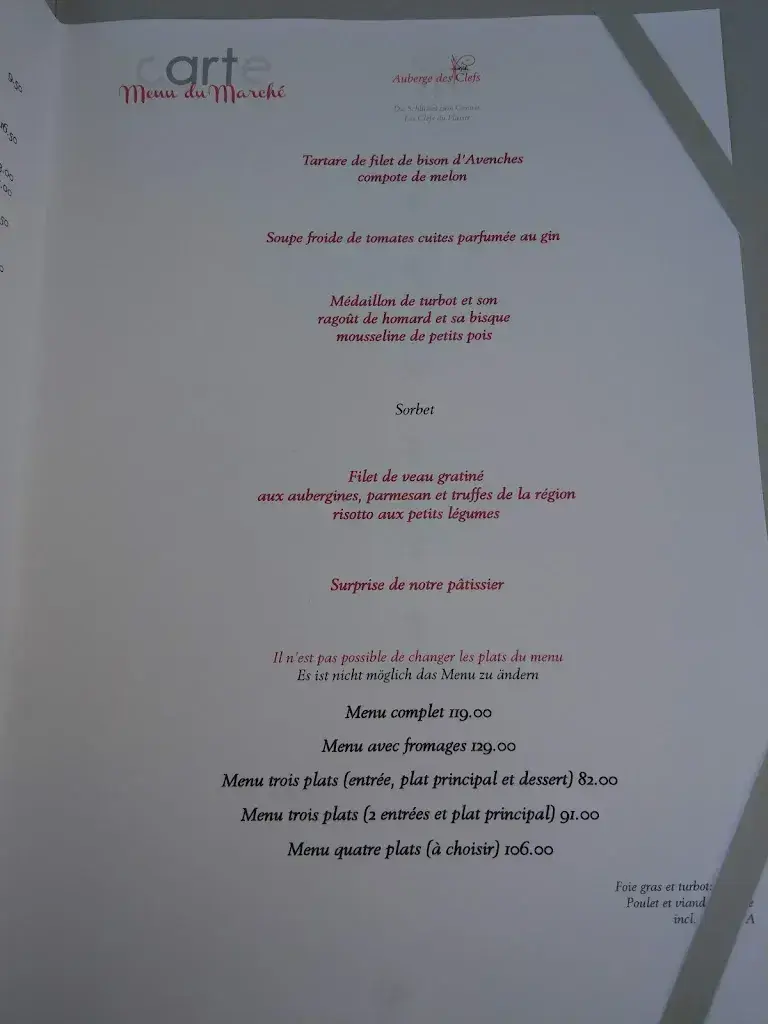 Menü_Auberge des Clefs_Lugnorre_Bild_2