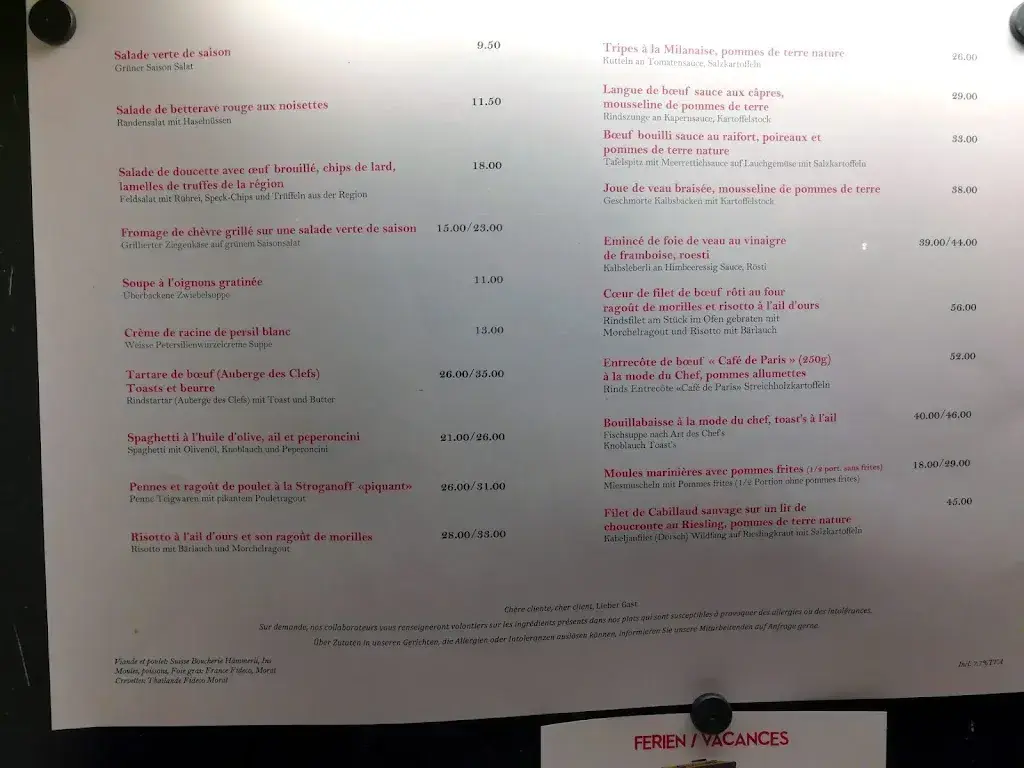Menü_Auberge des Clefs_Lugnorre_Bild_4