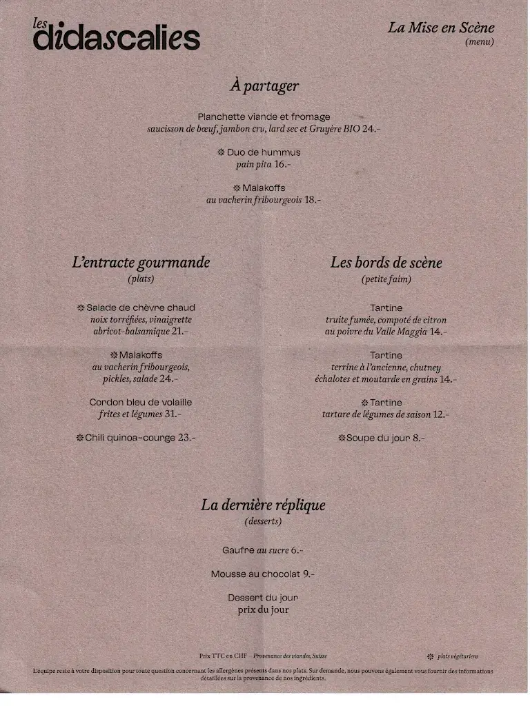 Les Didascalies - Nuithonie restaurant à Villars-sur-Glâne