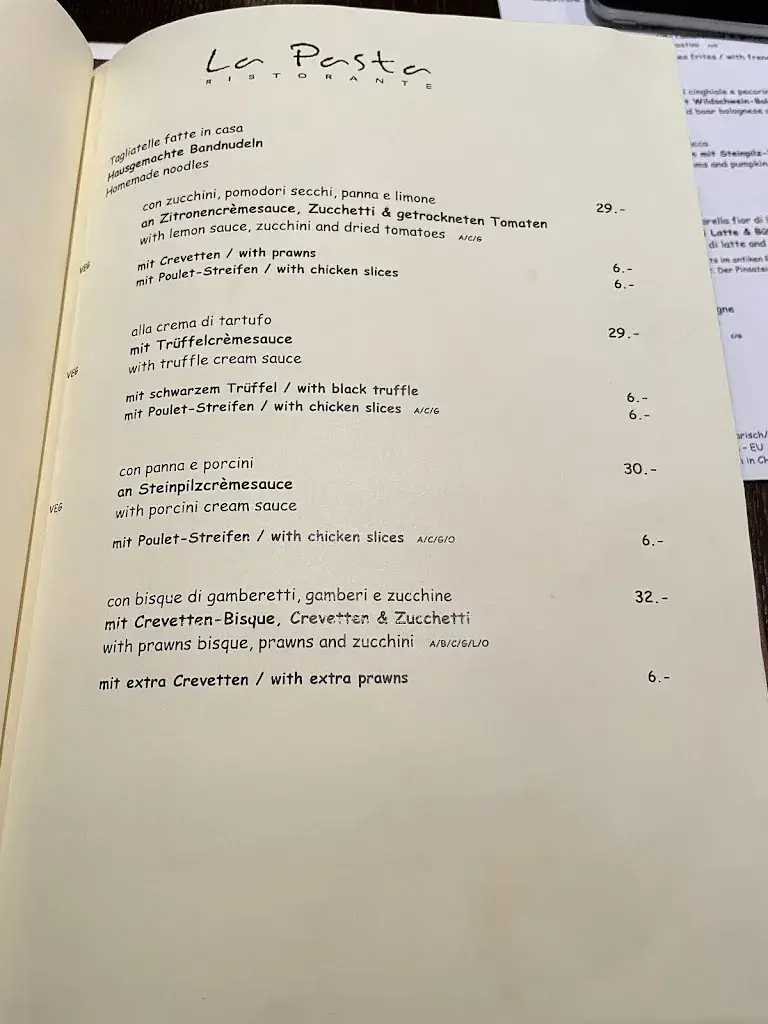 Menu_La Pasta_Zürich_image_3